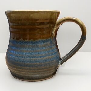 Vintage Two Tone Glaze Drip Hand Crafted Stoneware Coffee Mug Medium 10oz